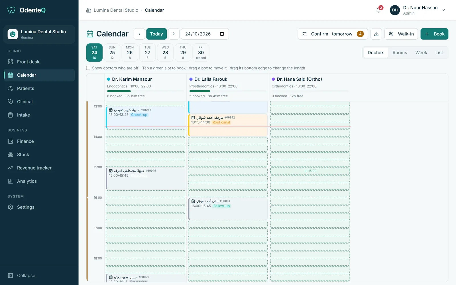 An appointment book for dentists